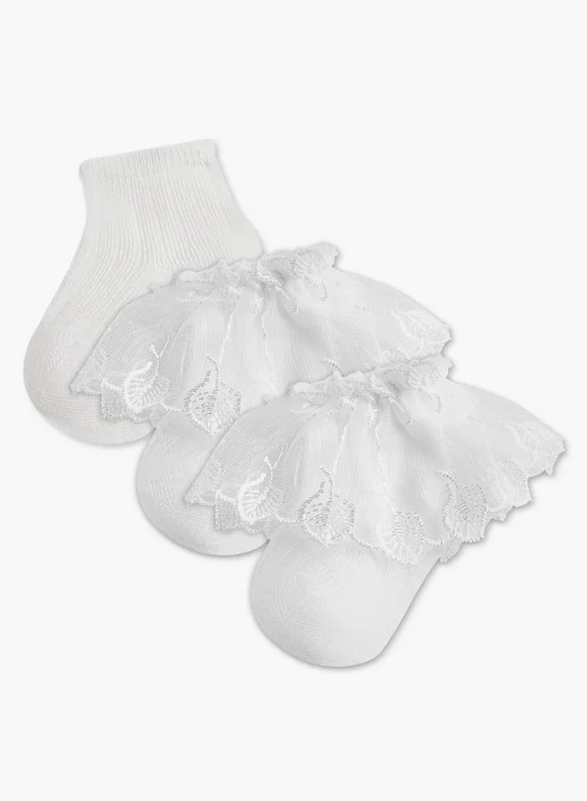 بيرفيت Pack Of 3 Girls Socks Ankle Length Ruffe Detail Ramadan Collections